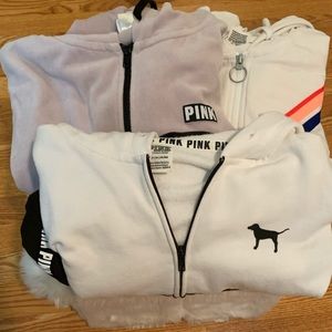 | 3 VS Pink zip-up jackets (worn a couple times)|